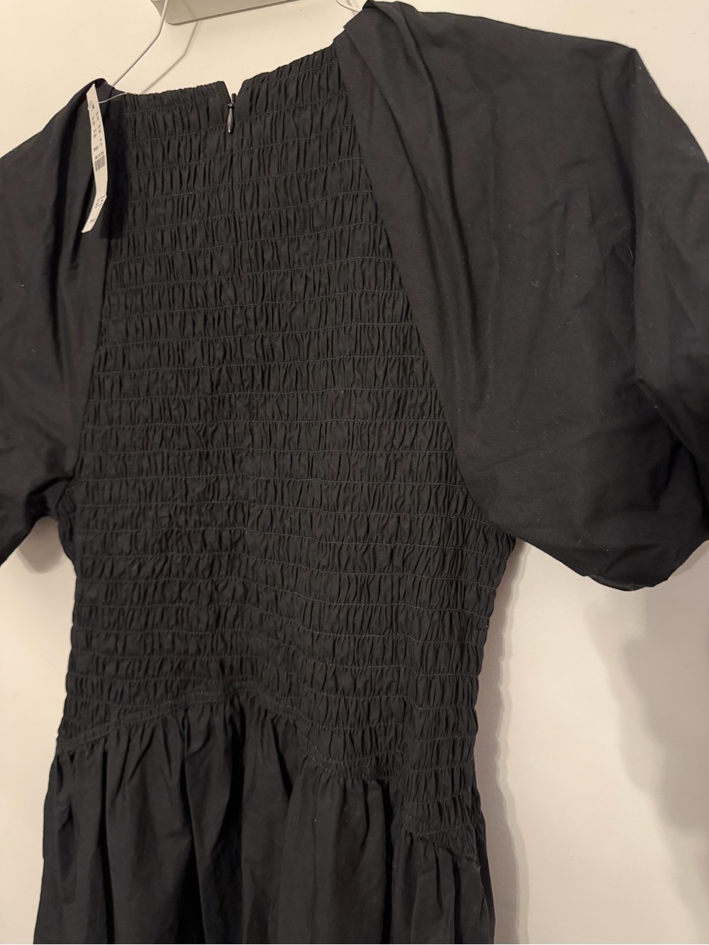 J. Crew Meadow Cotton Poplin Smocked Bodice Puff Sleeve Dress Black M $158 CI641 - Picture 6 of 8
